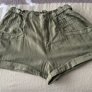 Free People Olive Green High-Rise Utility Shorts